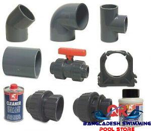 SWIMMING POOL PVC PIPE FITTINGS, VALVES, GLUE