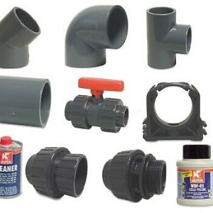 SWIMMING POOL PVC PIPE FITTINGS, VALVES, GLUE