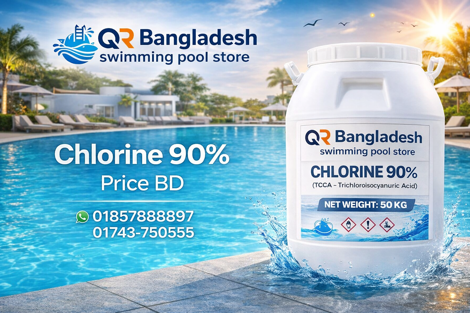 Chlorine 90% Price BD | Swimming Pool Chlorine (TCCA) Chlorine 90% Price BD | Swimming Pool Chlorine (TCCA)
